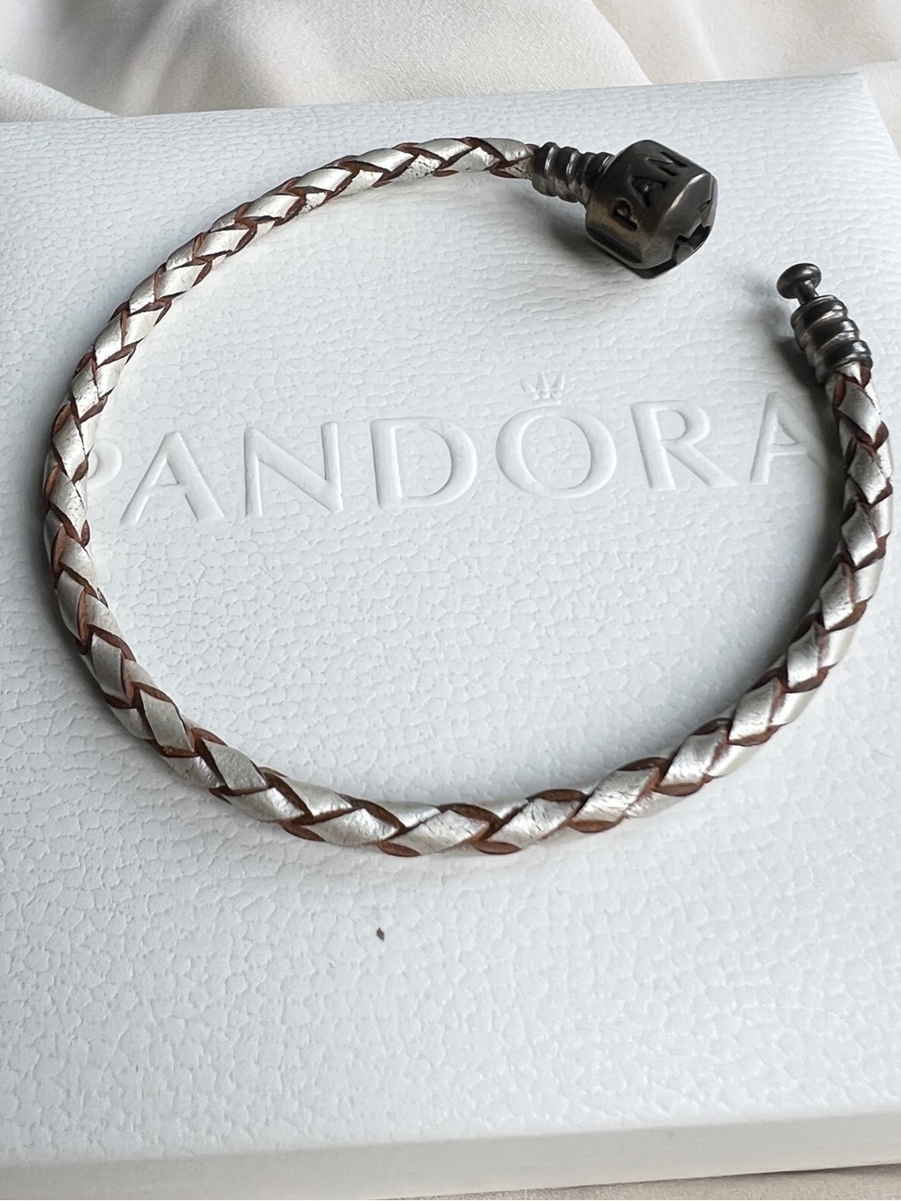 PANDORA BRAIDED LEATHER BRACELET